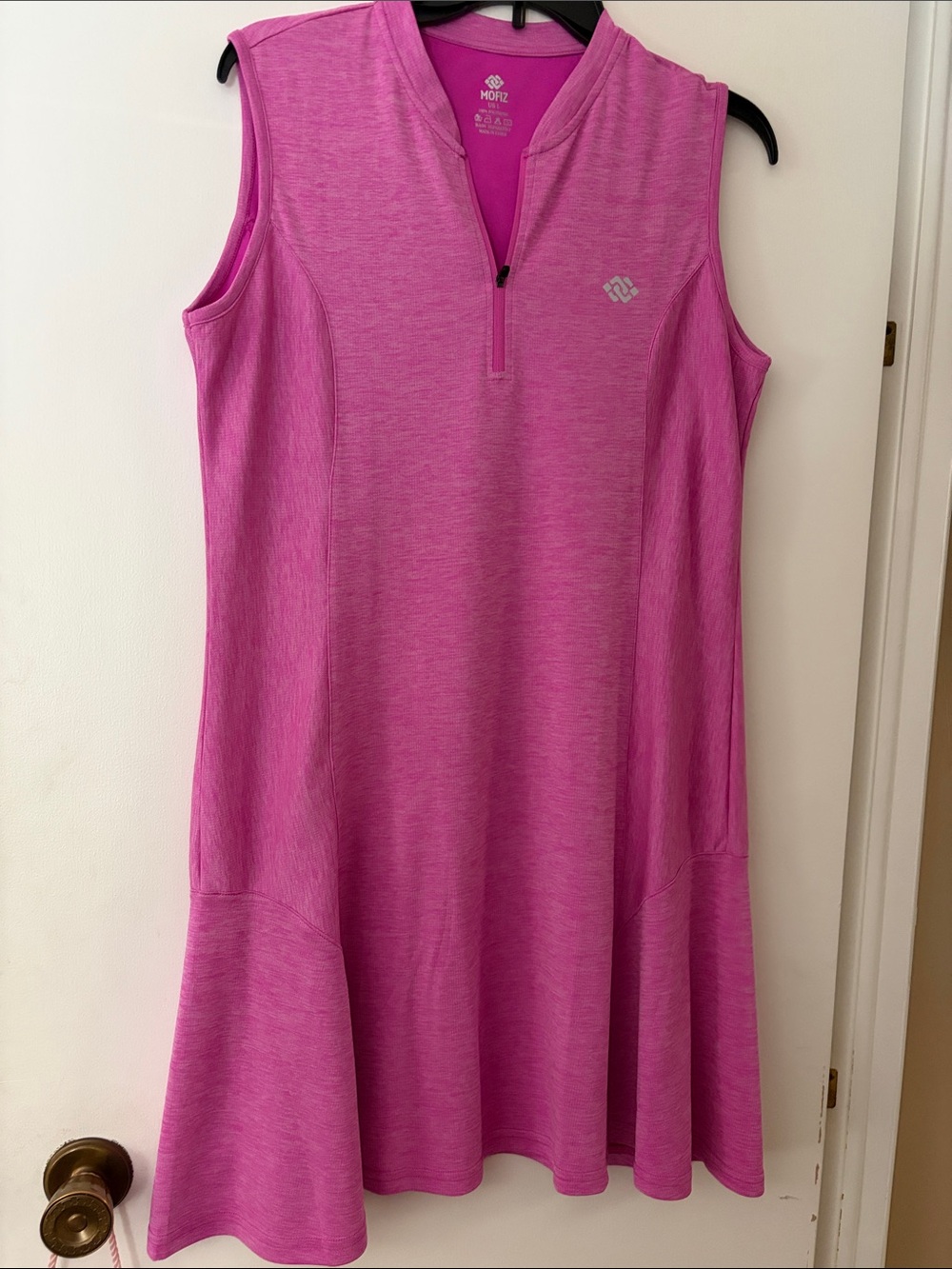 MOFIZ Sleeveless Pink Zip-Front Active Mini Dress- active dress